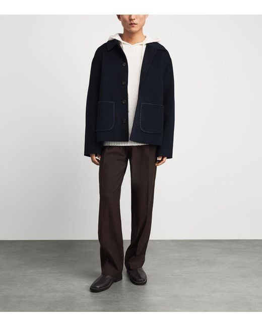 Commas Blue Wool-Cashmere Embroidered Jacket for men