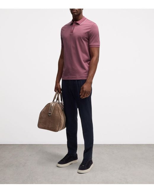 Boss Purple Cotton-Silk Polo Shirt for men