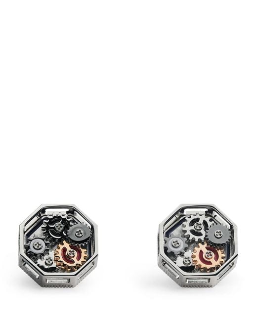 Tateossian Black Palladium Octo Gear Cufflinks for men