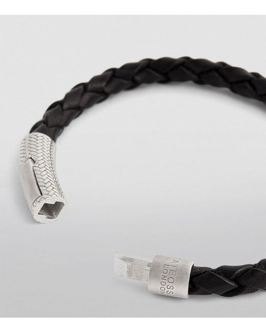 Tateossian Black Herringbone Click Pelle Bracelet for men