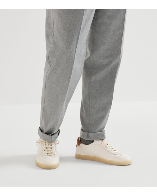 Brunello Cucinelli Natural Leather Low-Top Sneakers for men