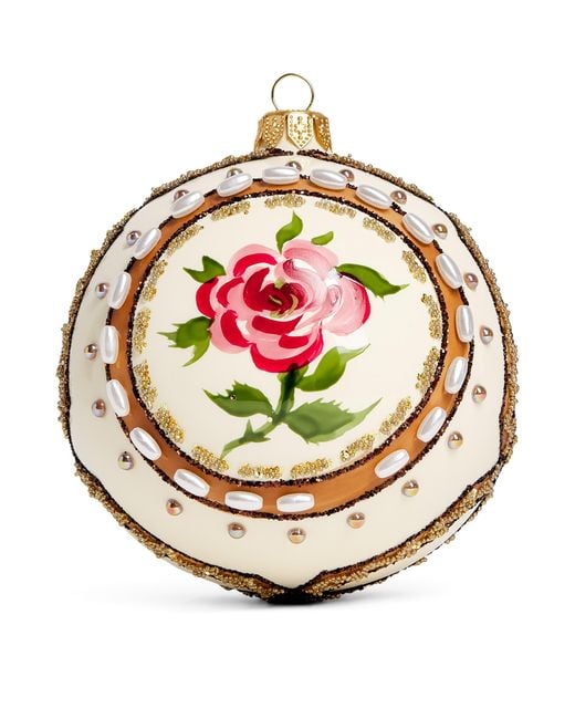 Harrods Metallic Beaded Rose Bauble