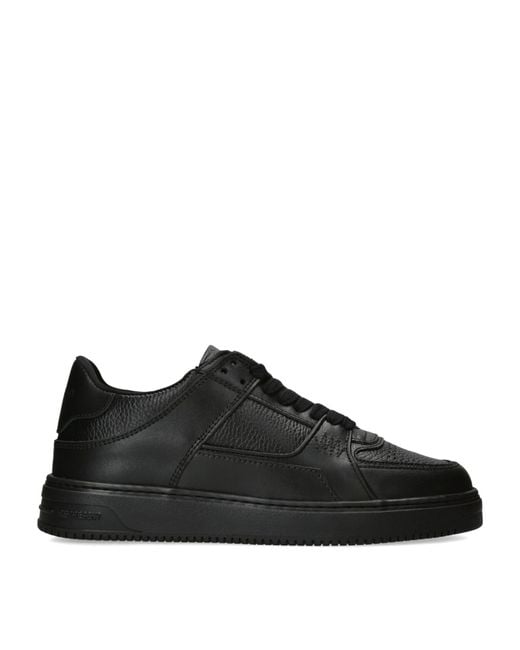 Represent Black Leather Reptor Low-top Sneakers for men
