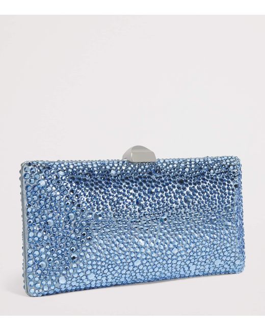 Rodo Blue Silk Crystal Clutch Bag