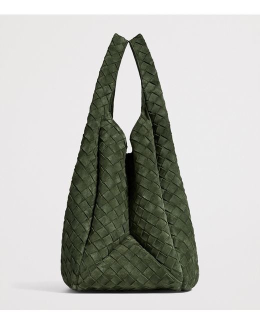 Bottega Veneta Green Large Suede Campana Shoulder Bag