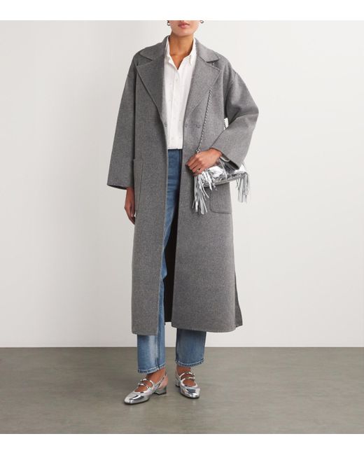 Maje Gray Wool-Blend Double-Faced Giny Coat