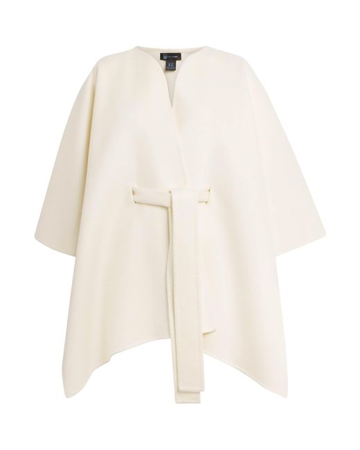 Colombo White Cashmere Belted Cape