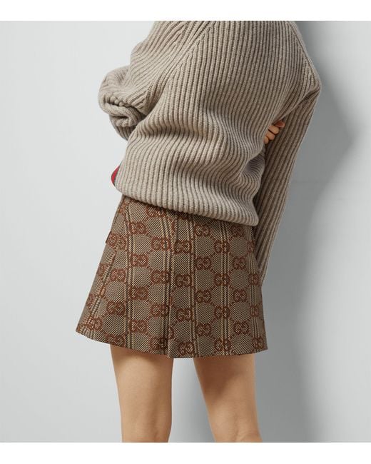 Gucci Brown Wool Jumbo Gg Mini Skirt