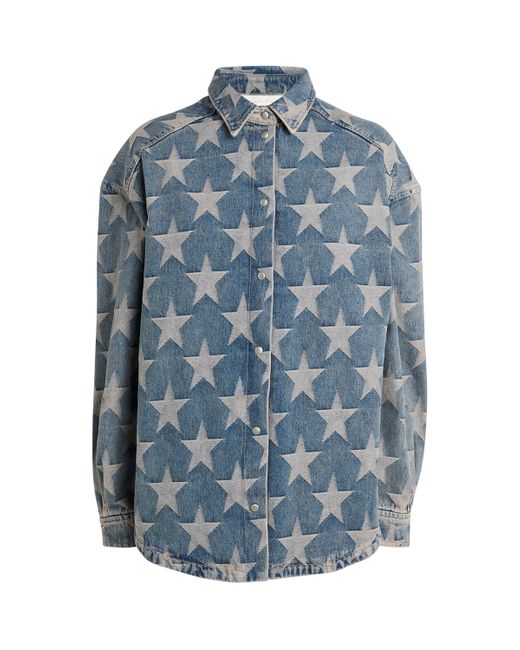 Sandro Blue Denim Star Padded Jacket