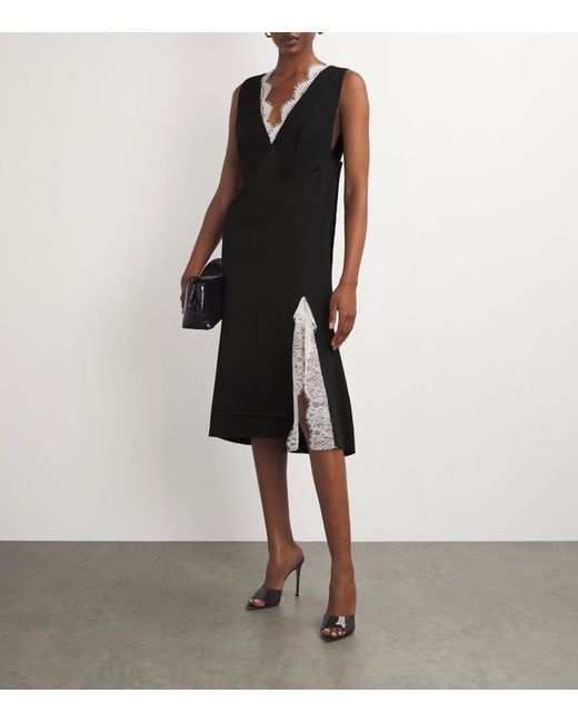 Victoria Beckham Lace trim Midi Dress in Black Lyst