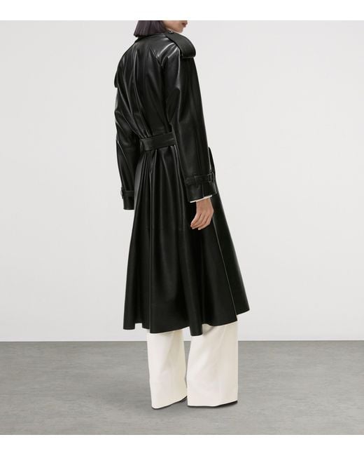 Burberry Black Leather Wrap Trench Coat