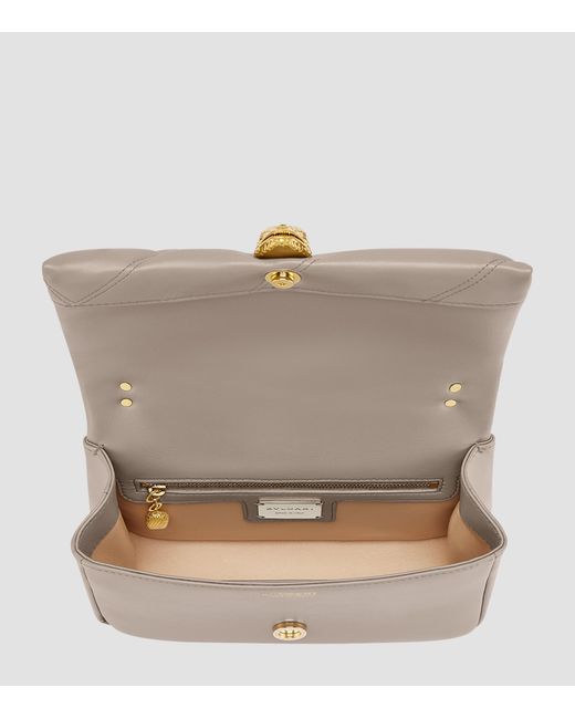 BVLGARI Gray Mini Serpenti Cabochon Cross-Body Bag