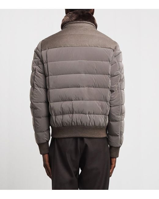 Moorer Gray Fur-Trim Fantoni Down Jacket for men