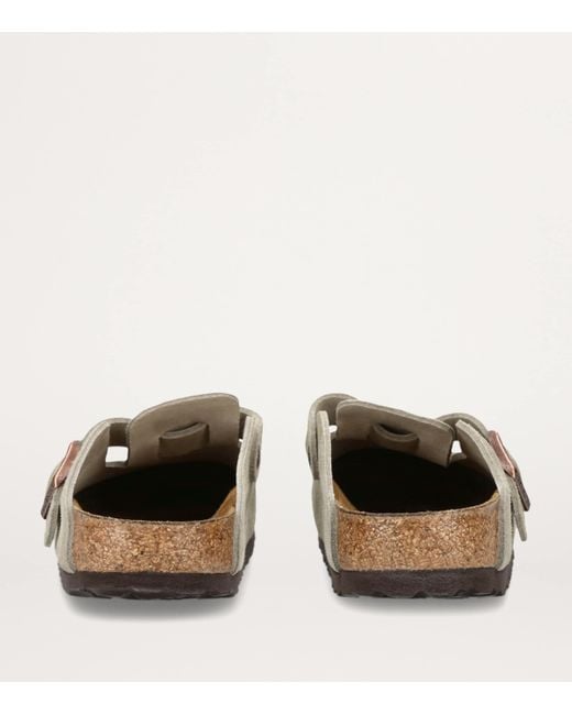 Birkenstock White Suede Boston Clogs