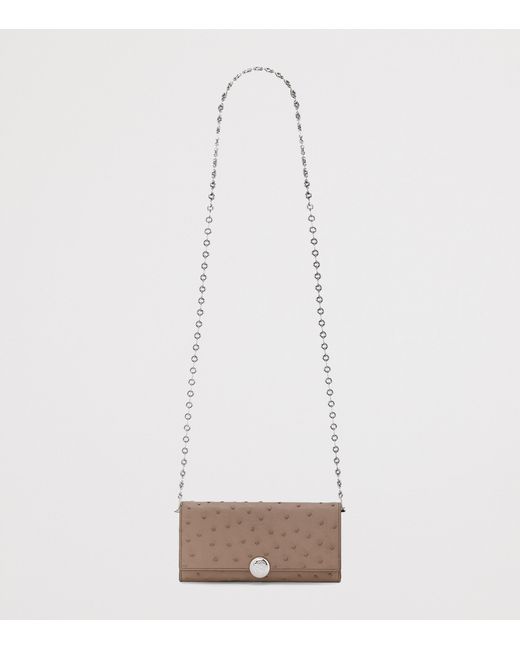Loewe Brown Ostrich Leather Pebble Continental Wallet