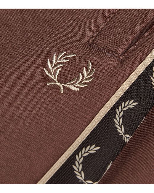 Fred Perry Brown Logo-tape Sweatshorts for men