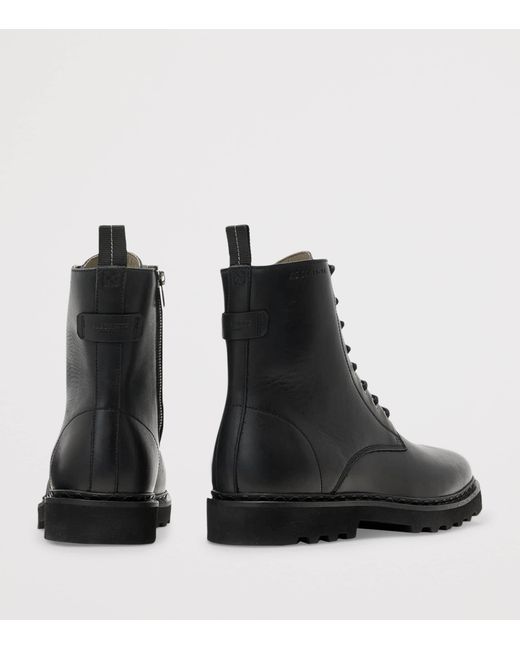 AllSaints Black Leather Skiff Military Boots for men