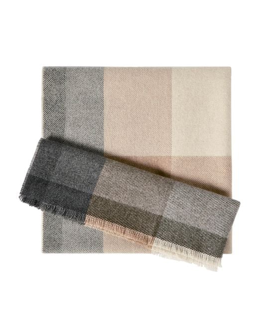 Brunello Cucinelli Gray Wool-Cashmere Stripe Scarf for men