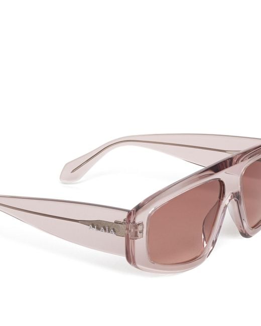 Alaïa Pink Acetate Aviator Mask Sunglasses