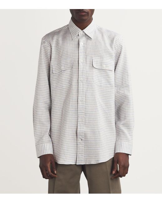 James Purdey & Sons White Linen Check Shirt for men