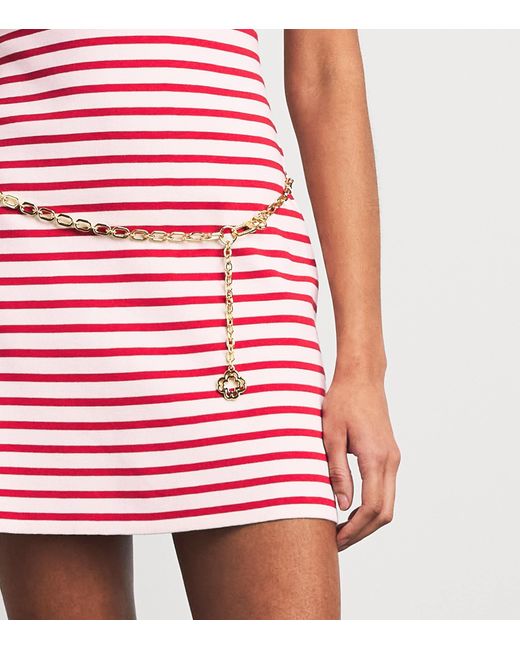 Maje Red Cotton-Blend Stripe Mini Dress