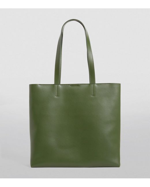 Harrods Green Medium Leather Kensington Tote Bag
