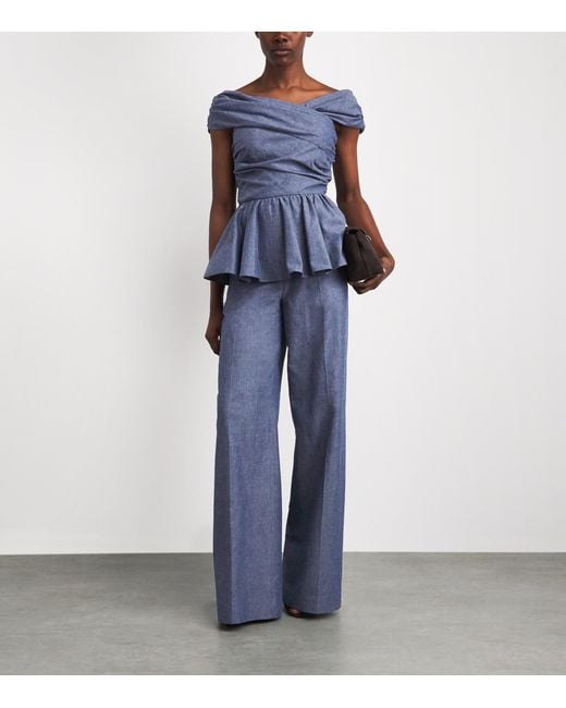 Safiyaa Blue Chambray Touca Trousers