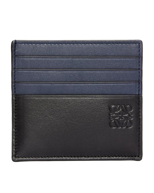 Loewe Black Leather Open Bicolour Card Holder for men