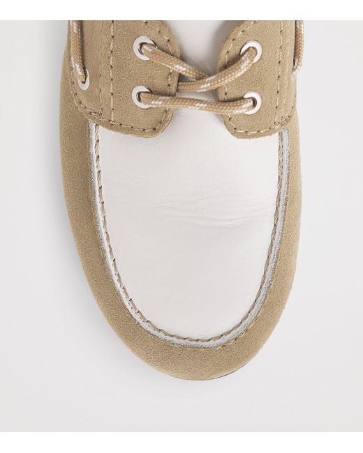 Sandro Natural Suede Two-Tone Boat Shoes