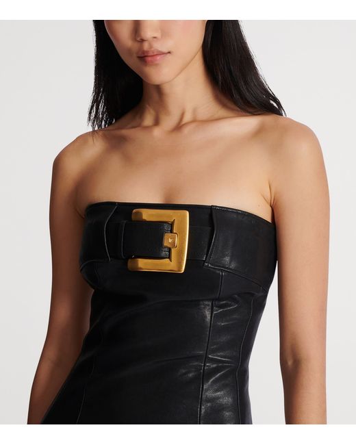 Balmain Lambskin Belt-Detail Mini Dress in Black | Lyst Balmain Lambskin Belt-Detail Mini Dress in Black | Lyst