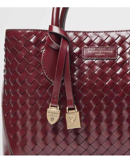 Aspinal Purple Midi Leather London Tote Bag