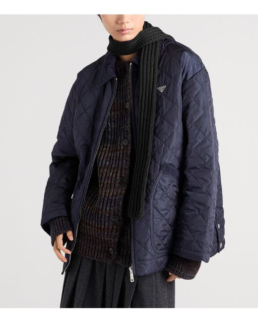Prada Black Wool Logo Scarf