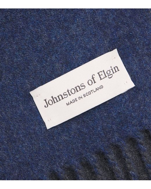 Johnstons Blue Cashmere Double-Face Scarf for men