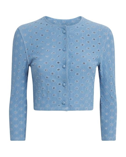 Devon Windsor Blue Open-Work Reed Cropped Jacket