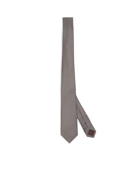 Giorgio Armani Gray Silk Geometric Printed Tie for men