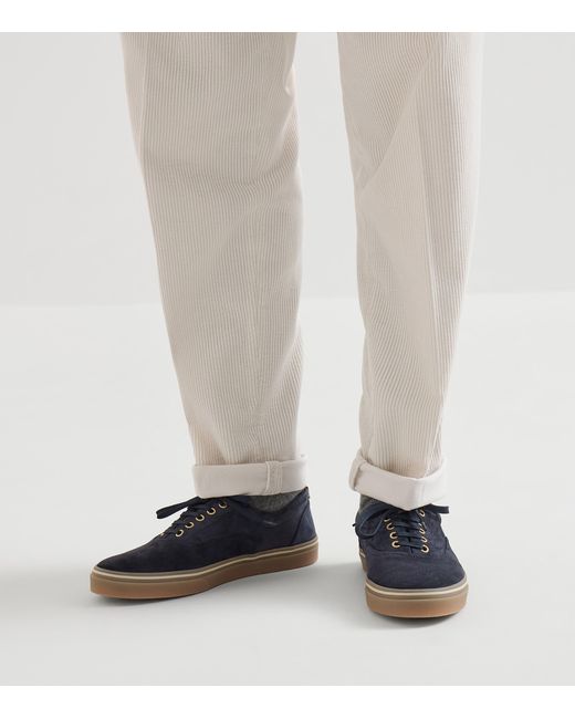Brunello Cucinelli Blue Suede Sneakers for men