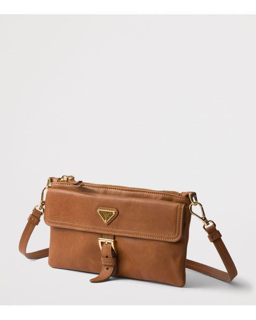 Prada Brown Leather Chain Wallet