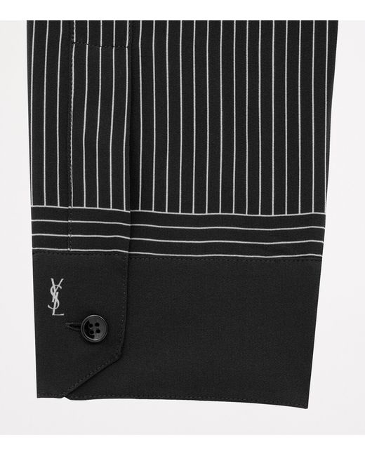 Saint Laurent Black Silk Striped Cassandre Shirt for men