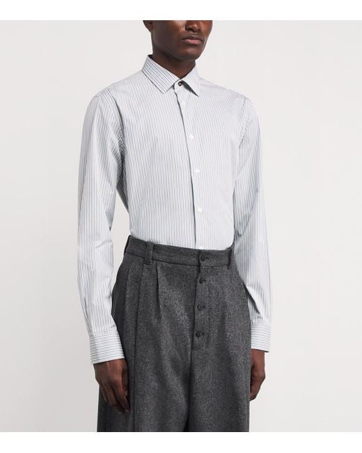 Paul Smith Gray Cotton Stripe Tailored Fit Shirt for men