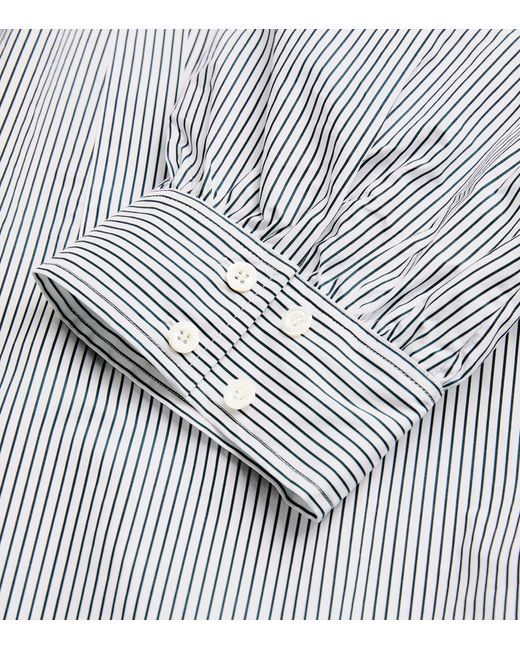 FRAME Gray Striped V-neck Shirt