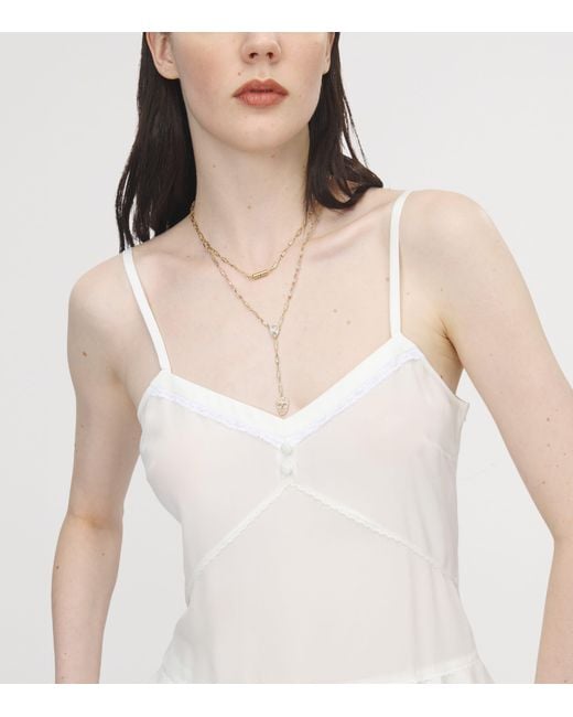 McQueen White Pavé Skull Chain Necklace for men