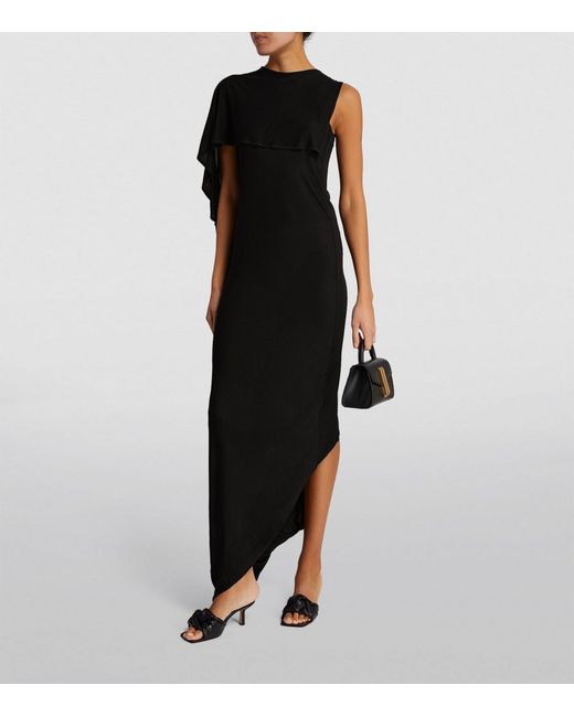 NINETY PERCENT Black Asymmetric Gres Maxi Dress