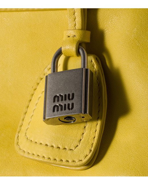 Miu Miu Yellow Nappa Leather Vivant Top-Handle Bag
