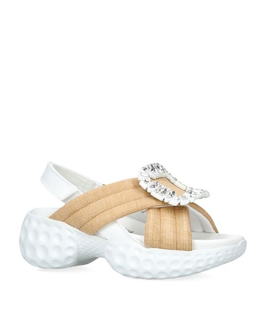 Roger Vivier White Embellished Strass Sandals