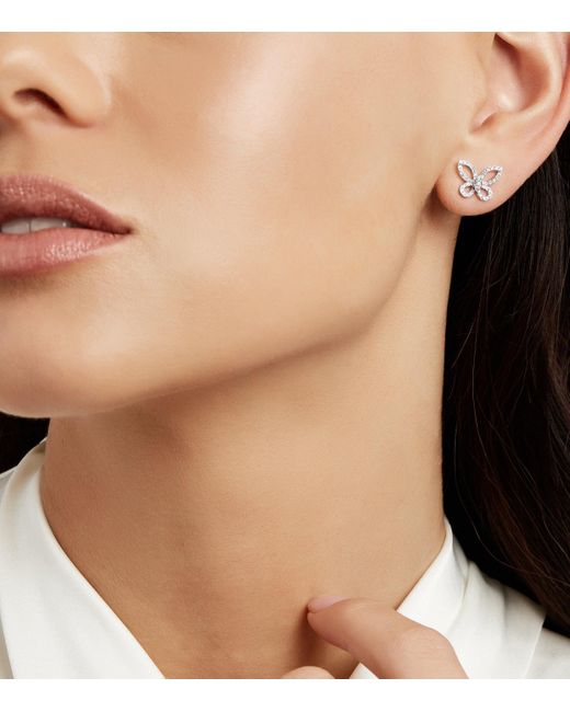Graff White Mini And Diamond Butterfly Earrings