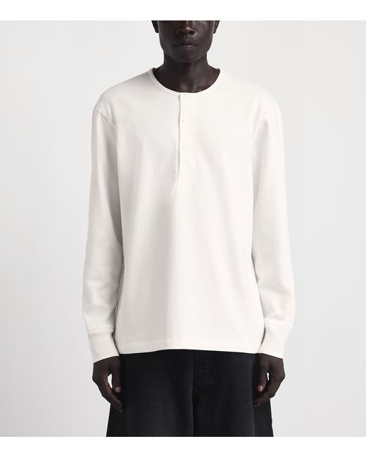 Studio Nicholson White Cotton Henley T-Shirt for men