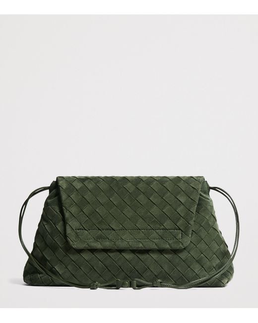 Bottega Veneta Green Suede Giorno Shoulder Bag
