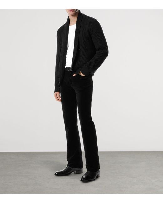 Tom Ford Black Double-Breasted Cardigan With Ribbed Texture for men