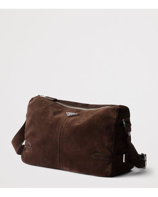 Prada Brown Suede Shoulder Bag for men