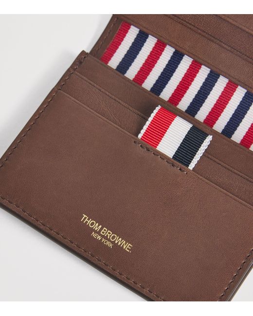 Thom Browne Brown Leather Double Card Holder for men